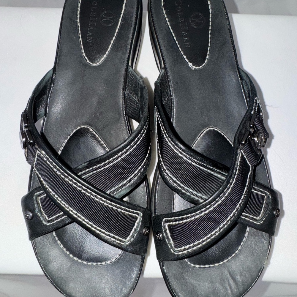 Cole Haan Women's Air Alta High Black and White Sandals Slides